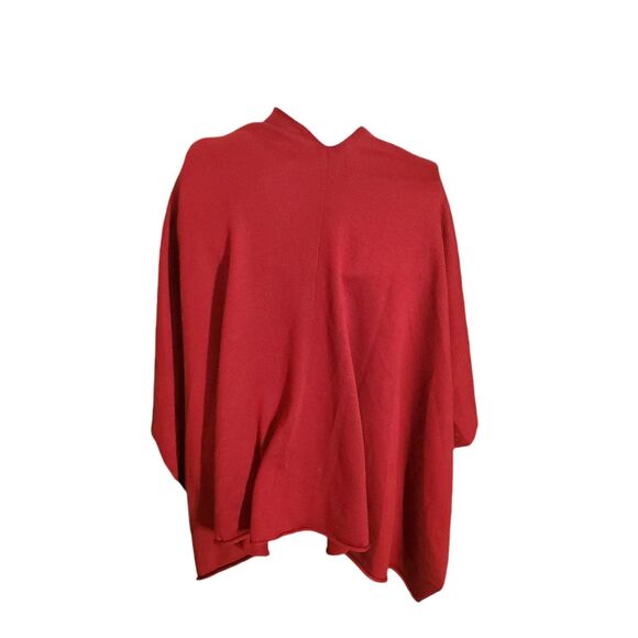 Kerisma Poncho Wool Blend Sweater Reversible Cowel V Neck Burgundy One Size - Picture 2 of 8